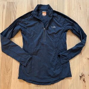 Icebreaker GT Women’s 200 Navy Blue Merino Wool 1/4 Zip Long Sleeve Size XS